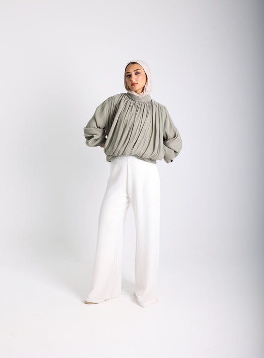 Draped olive Top