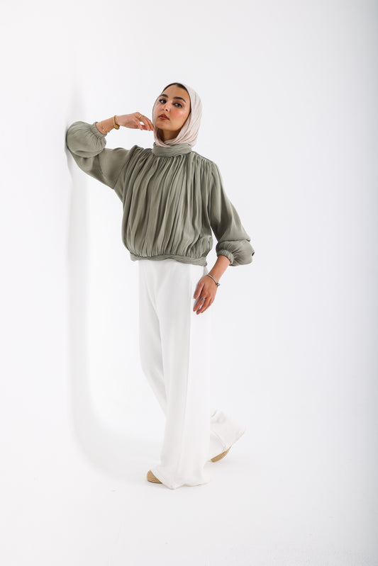 Draped olive Top